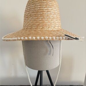Francesca's Collections Pearl-Embellished Tan Hat